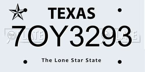 7OY3293 Texas License Plate