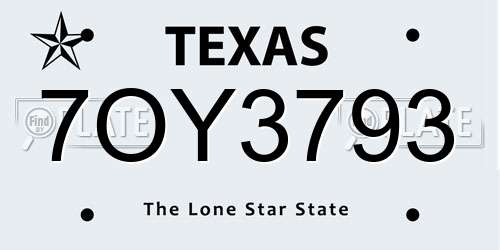 7OY3793 Texas License Plate