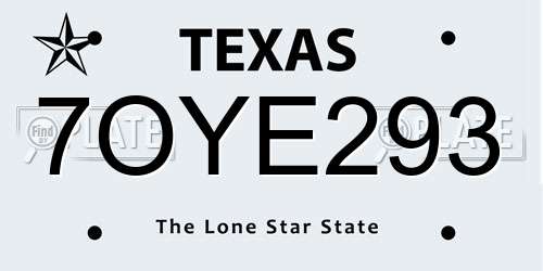 7OYE293 Texas License Plate