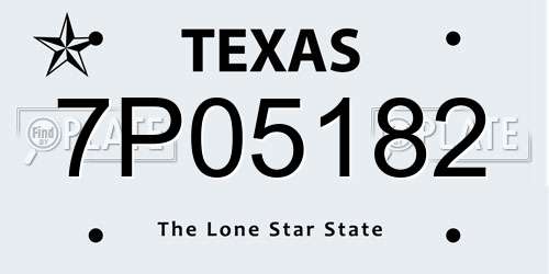 7P05182 Texas License Plate