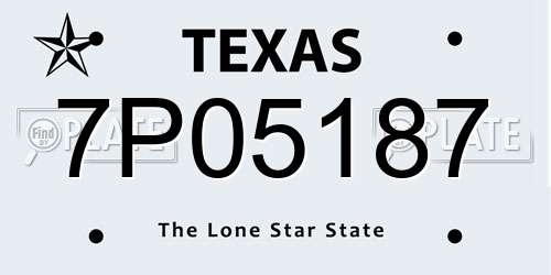 7P05187 Texas License Plate