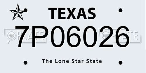 7P06026 Texas License Plate