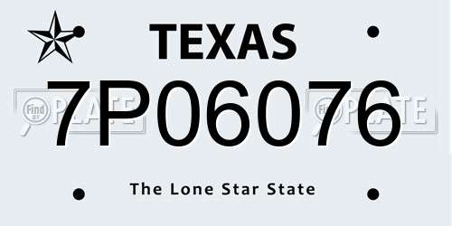 7P06076 Texas License Plate