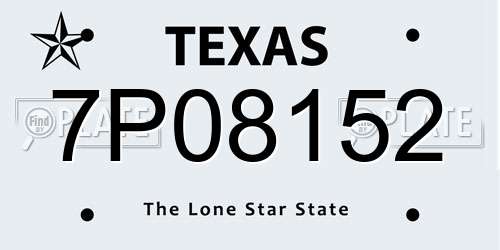 7P08152 Texas License Plate