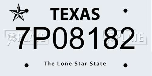7P08182 Texas License Plate