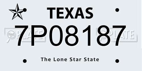 7P08187 Texas License Plate