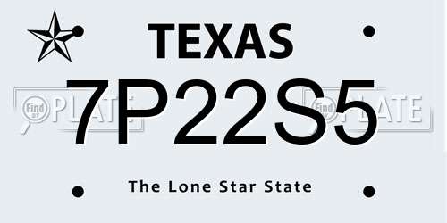 7P22S5 Texas License Plate