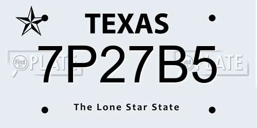 7P27B5 Texas License Plate