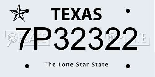 7P32322 Texas License Plate