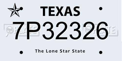 7P32326 Texas License Plate