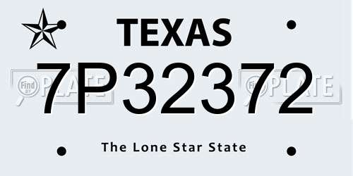 7P32372 Texas License Plate