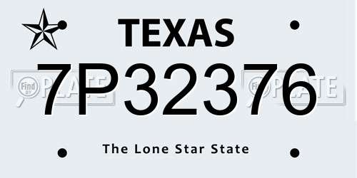 7P32376 Texas License Plate