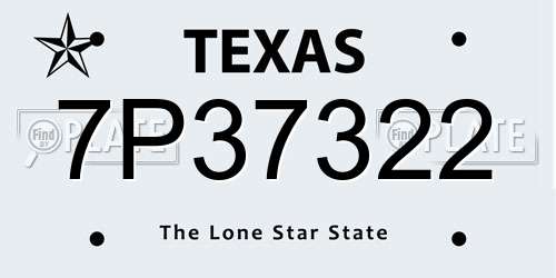 7P37322 Texas License Plate