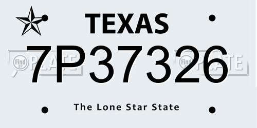 7P37326 Texas License Plate