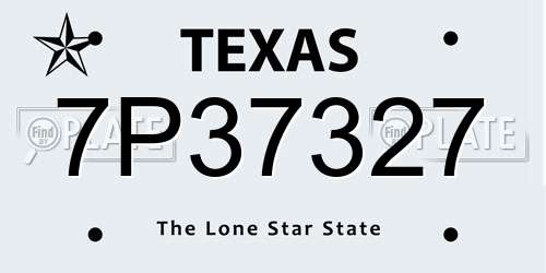 7P37327 Texas License Plate