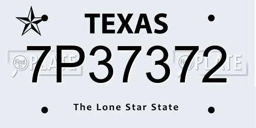 7P37372 Texas License Plate