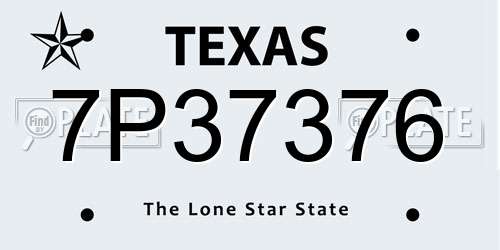 7P37376 Texas License Plate