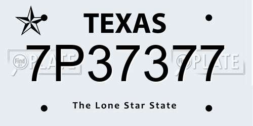 7P37377 Texas License Plate