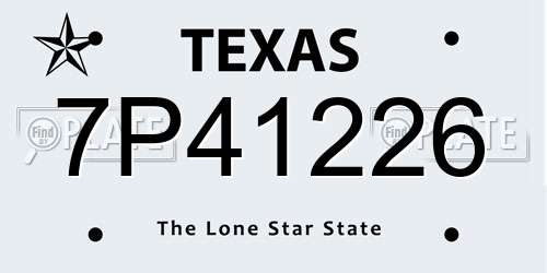7P41226 Texas License Plate