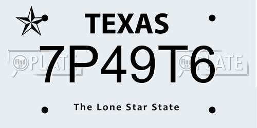 7P49T6 Texas License Plate