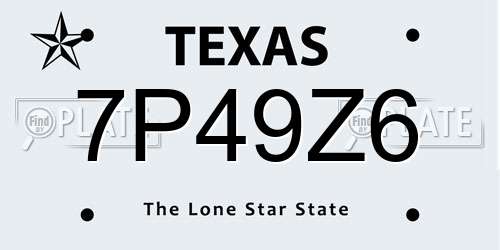 7P49Z6 Texas License Plate