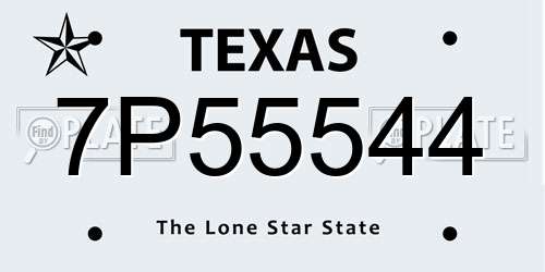 7P55544 Texas License Plate