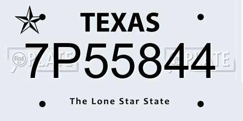 7P55844 Texas License Plate