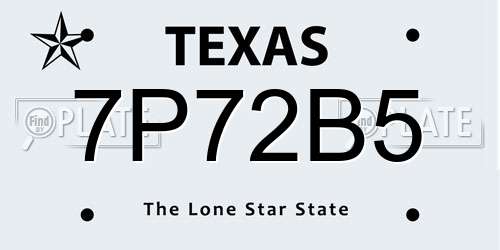 7P72B5 Texas License Plate