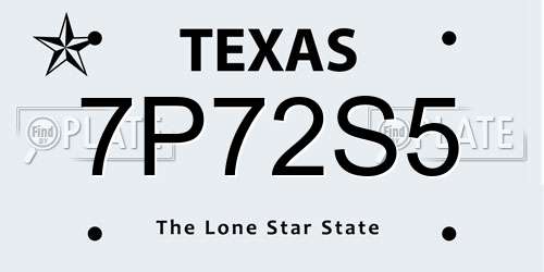 7P72S5 Texas License Plate