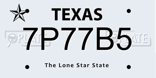 7P77B5 Texas License Plate