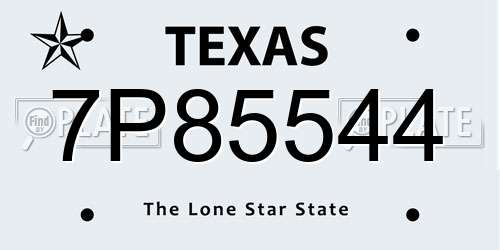 7P85544 Texas License Plate