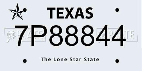7P88844 Texas License Plate