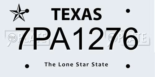 7PA1276 Texas License Plate