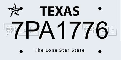 7PA1776 Texas License Plate
