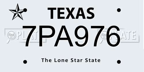 7PA976 Texas License Plate