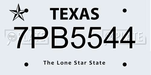 7PB5544 Texas License Plate