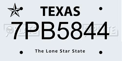 7PB5844 Texas License Plate