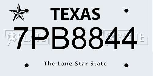 7PB8844 Texas License Plate