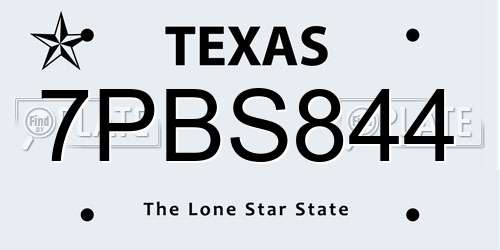 7PBS844 Texas License Plate