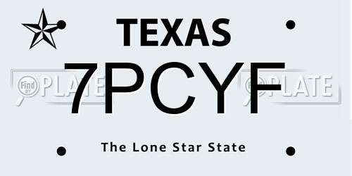7PCYF Texas License Plate