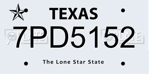 7PD5152 Texas License Plate