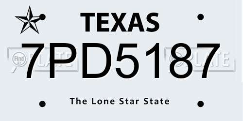 7PD5187 Texas License Plate