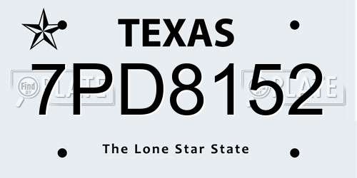 7PD8152 Texas License Plate