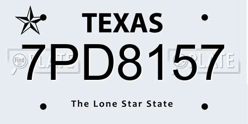7PD8157 Texas License Plate