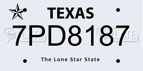 7PD8187 Texas License Plate