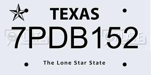 7PDB152 Texas License Plate