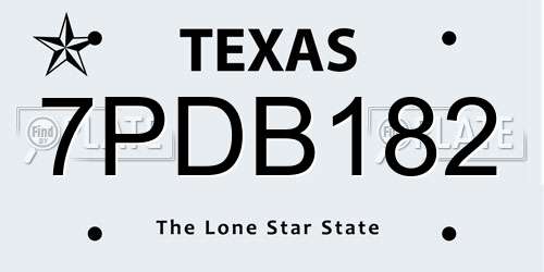 7PDB182 Texas License Plate