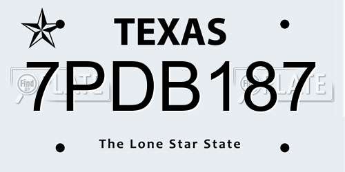 7PDB187 Texas License Plate