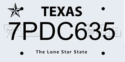 7PDC635 Texas License Plate