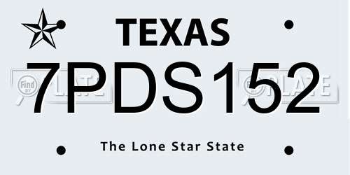 7PDS152 Texas License Plate